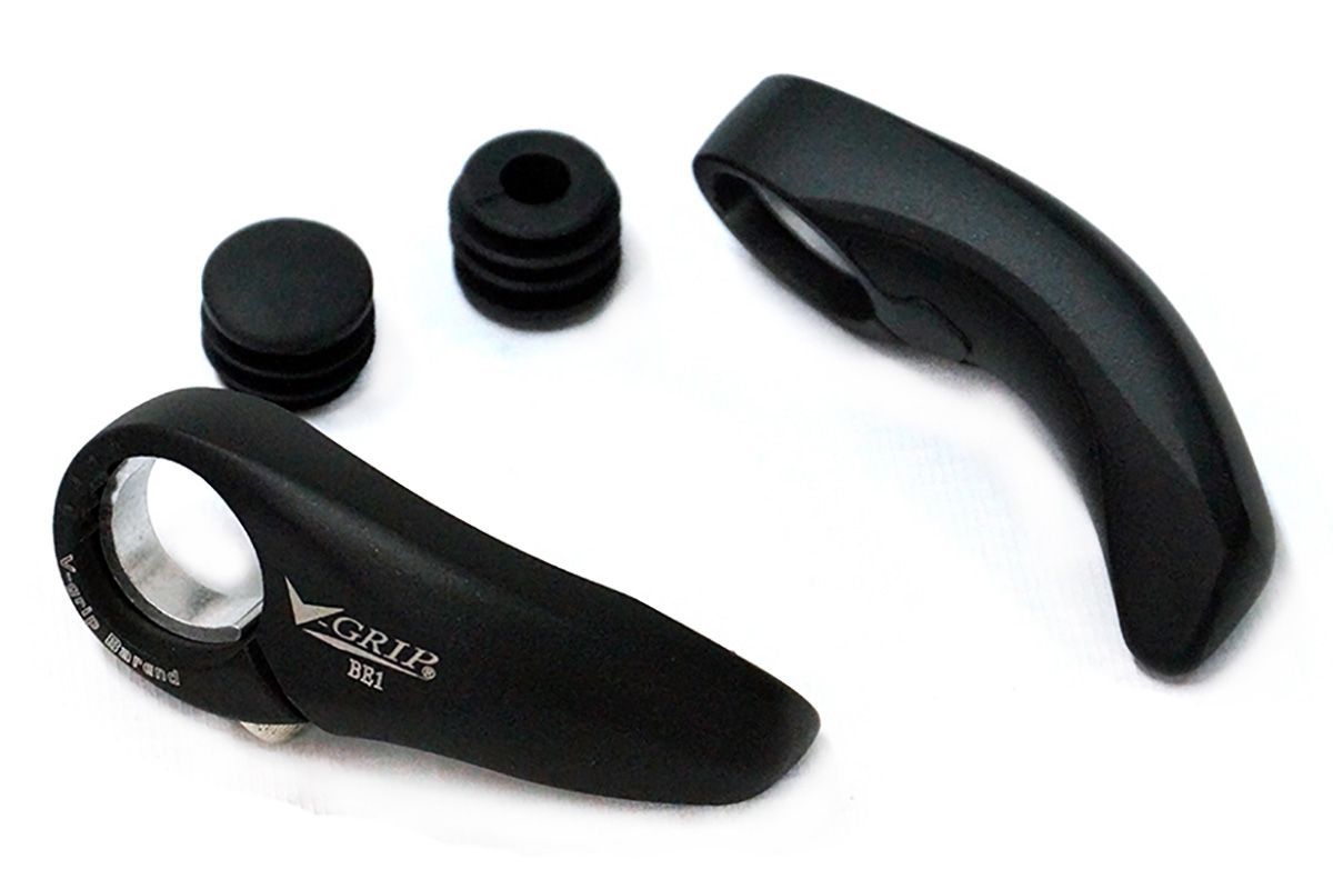 Рога на руль V-BE1 95mm black, анатомические, алюминий, черные Рога на руль V-BE1 95mm black, анатомические, алюминий, черные